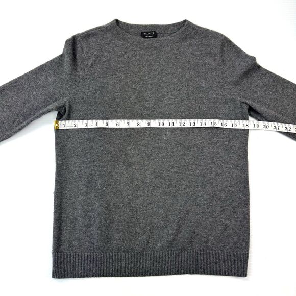 Talbots Pure Cashmere Sweater Women’s L Gray Crewneck 3/4 Sleeve 100% Cashmere - Picture 6 of 8